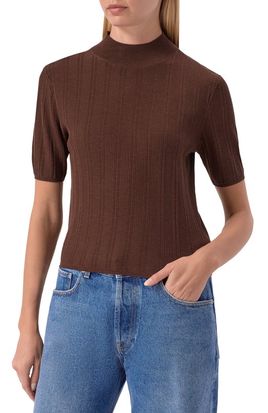 Пуловер из лиоцелла и шерсти Officine Generale S26WKNT301 Коричневый  S26WKNT301 Фото 3