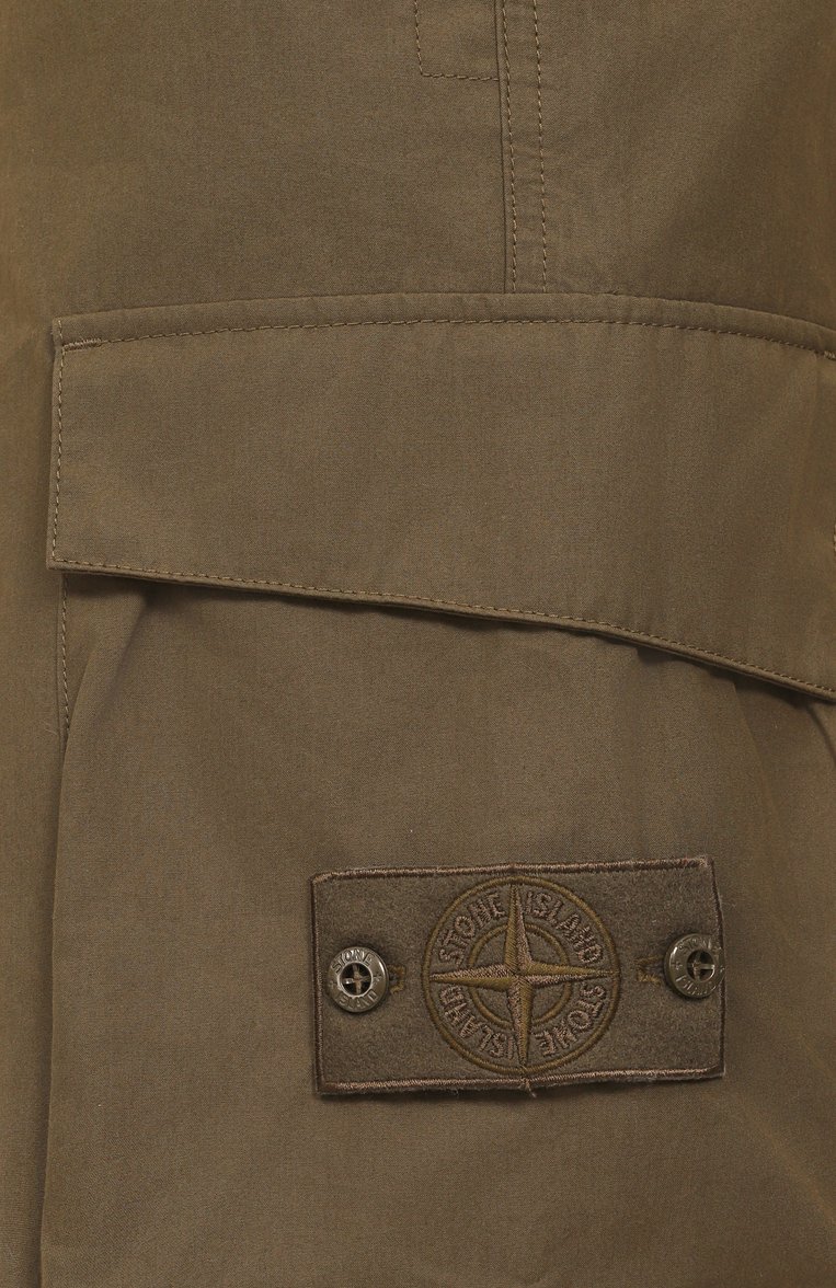 Мужские хлопковые брюки-карго STONE ISLAND хаки цвета, арт. 8115311F1 | Фото 6 (Длина (брюки, джинсы): Стандартные; Материал внешний: Хлопок; Силуэт М (брюки): Карго; Случай: Повседневный; Стили: Кэжуэл)