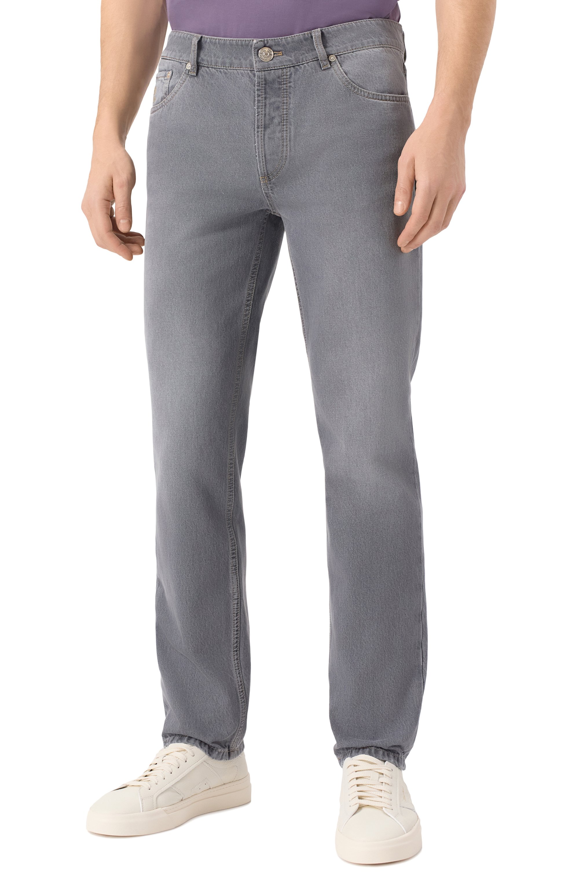 Джинсы traditional fit BRUNELLO CUCINELLI серого цвета по цене 118500 руб., арт. M240PB3210, фото 3 Джинсы traditional fit BRUNELLO CUCINELLI, арт. M240PB3210, фото 3