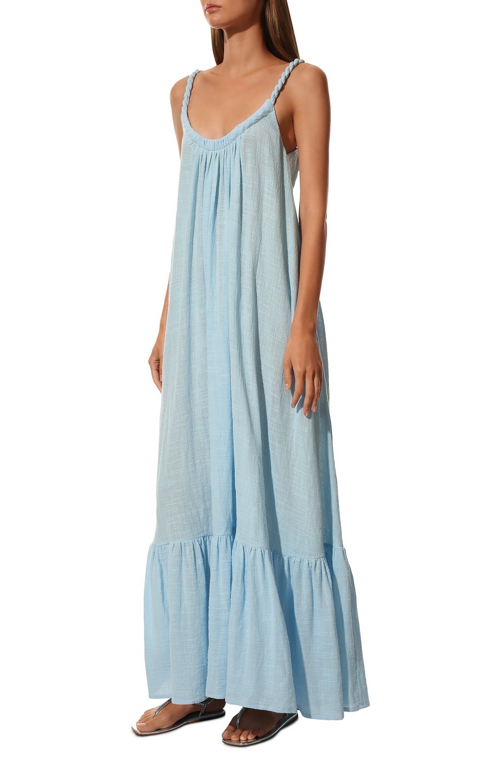 Хлопковое платье KALITA голубого цвета по цене 59550 руб., арт. LUNA MAXI DRESS, фото 3 Хлопковое платье KALITA, арт. LUNA MAXI DRESS, фото 3