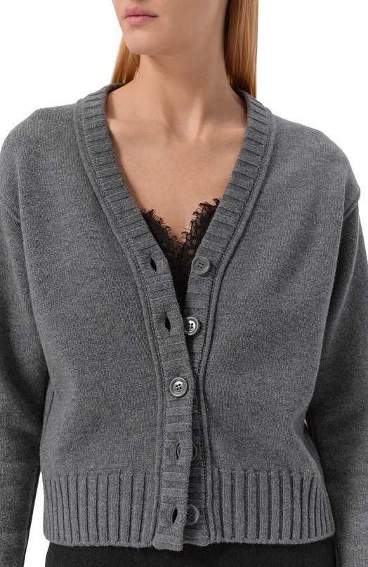 Кардиган из шерсти и кашемира Dolce & Gabbana FXVA9Z/JGMB1 Серый  FXVA9Z/JGMB1 Фото 5