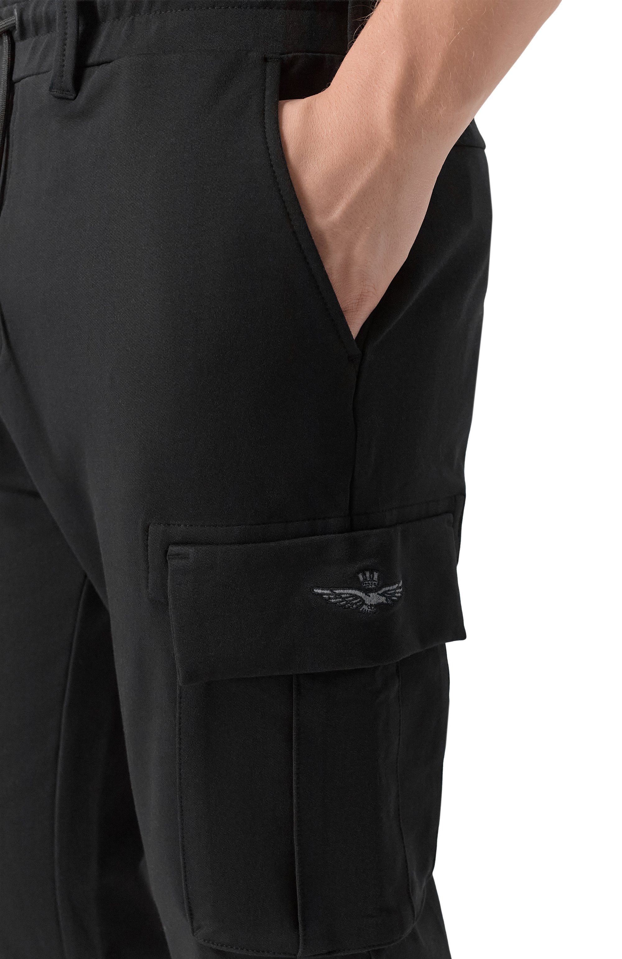 Хлопковые джоггеры AERONAUTICA MILITARE черного цвета по цене 15350 руб., арт. PF1020UF00674, фото 5 Хлопковые джоггеры AERONAUTICA MILITARE, арт. PF1020UF00674, фото 5