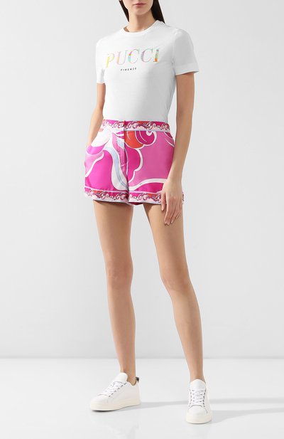 Хлопковая футболка EMILIO PUCCI белого цвета по цене 16100 руб., арт. 9HJP73/9H985, фото 2 Хлопковая футболка EMILIO PUCCI, арт. 9HJP73/9H985, фото 2