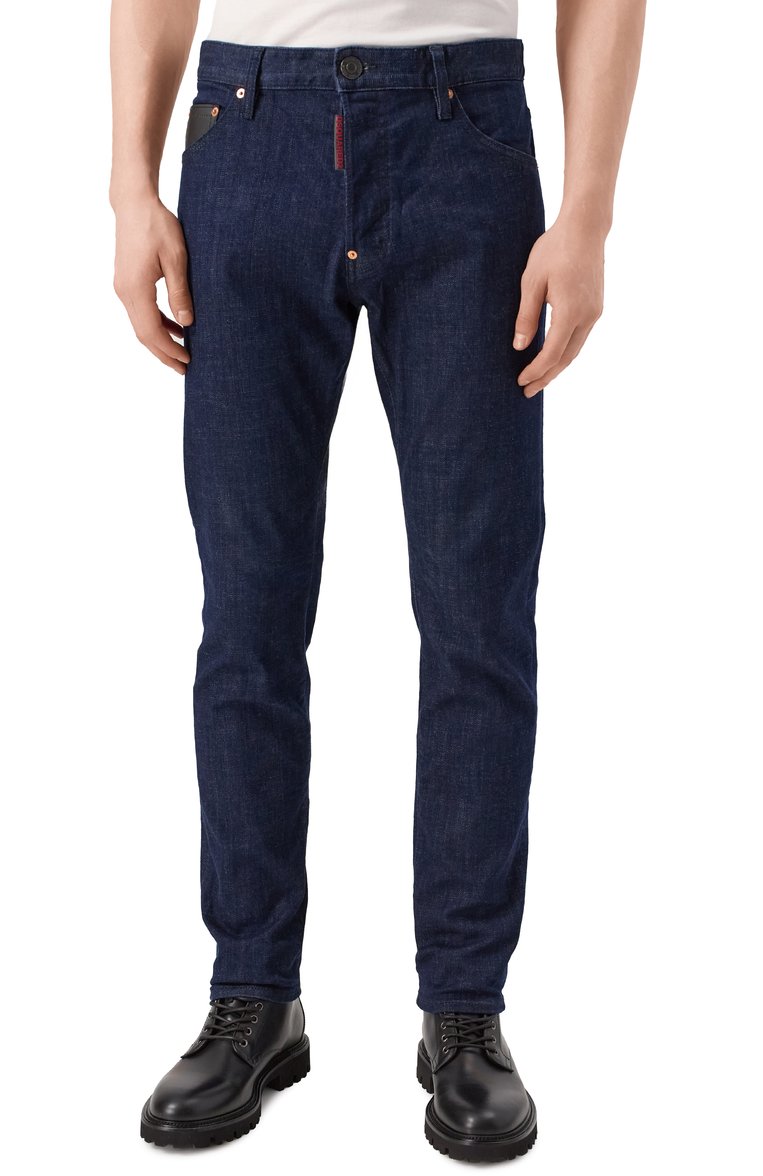 Мужские джинсы cool guy DSQUARED2 темно-синего цвета, арт. S71LB1612/S30664 | Фото 3 (Длина (брюки, джинсы): Стандартные; Материал внешний: Хлопок, Деним; Стили: Кэжуэл, Повседневный; Кросс-КТ: Деним; Силуэт М (брюки): Узкие; Автоматизация ТО: Проставлено; Автоматизация состава: Проставлено; Детали: Без декора)