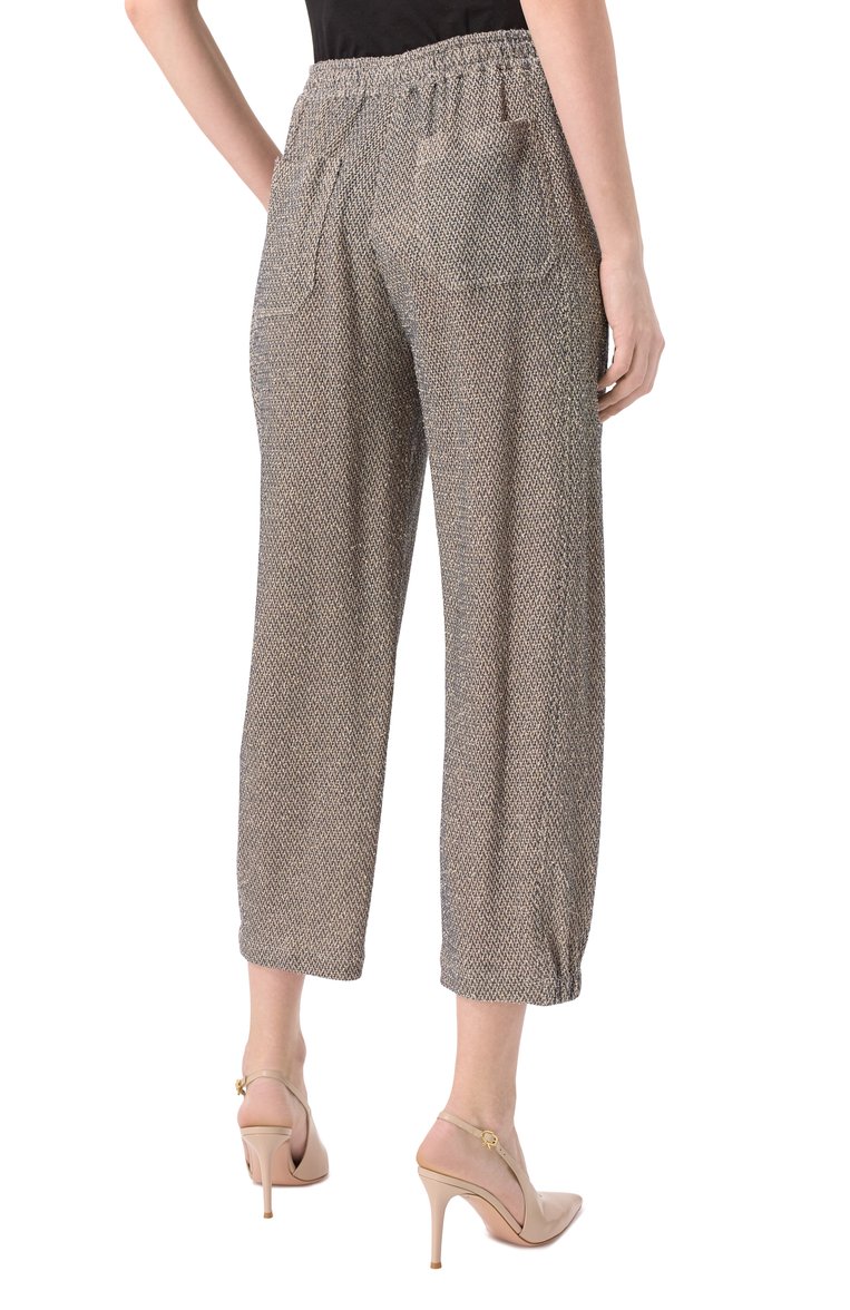 Женские хлопковые брюки GIORGIO ARMANI темно-серого цвета, арт. GW001072/AF15058 | Фото 4 (Длина (брюки, джинсы): Укороченные; Материал внешний: Хлопок; Женское Кросс-КТ: Брюки-одежда; Стили: Классический; Кросс-КТ: костюм; Силуэт Ж (брюки и джинсы): Джоггеры)
