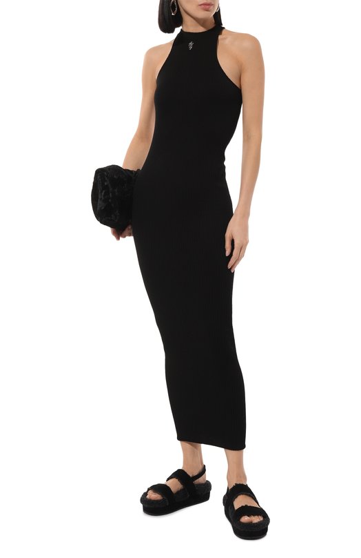 Платье из хлопка и шелка Amiri AWDRCA1012 Чёрный  AWDRCA1012 Фото 2