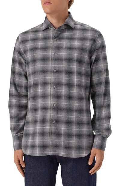 Рубашка из хлопка и кашемира CORNELIANI серого цвета по цене 46850 руб., арт. 26P156-2611629, фото 3 Рубашка из хлопка и кашемира CORNELIANI, арт. 26P156-2611629, фото 3