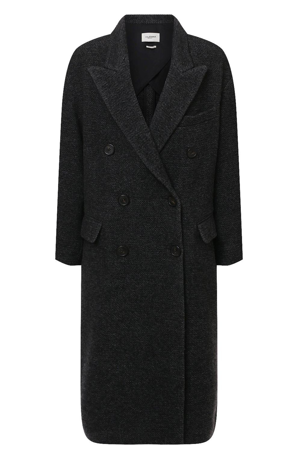 Двубортное пальто ISABEL MARANT ETOILE серого цвета по цене 79950 руб., арт. MA0986-21A007E/L0JIMA, фото 1 Двубортное пальто ISABEL MARANT ETOILE, арт. MA0986-21A007E/L0JIMA, фото 1