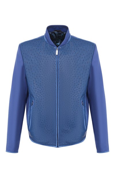 Мужской кашемировый бомбер с отделкой из кожи страуса ZILLI, арт. MAN-BRAQU-D0580/1004