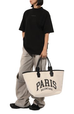 Женская сумка-тоут cities paris jumbo large BALENCIAGA черного цвета, арт. 689271/2106M | Фото 7 (Драгоценные камни: Проставлено; Материал сплава: Проставлено; Размер: large; Материал: Текстиль)