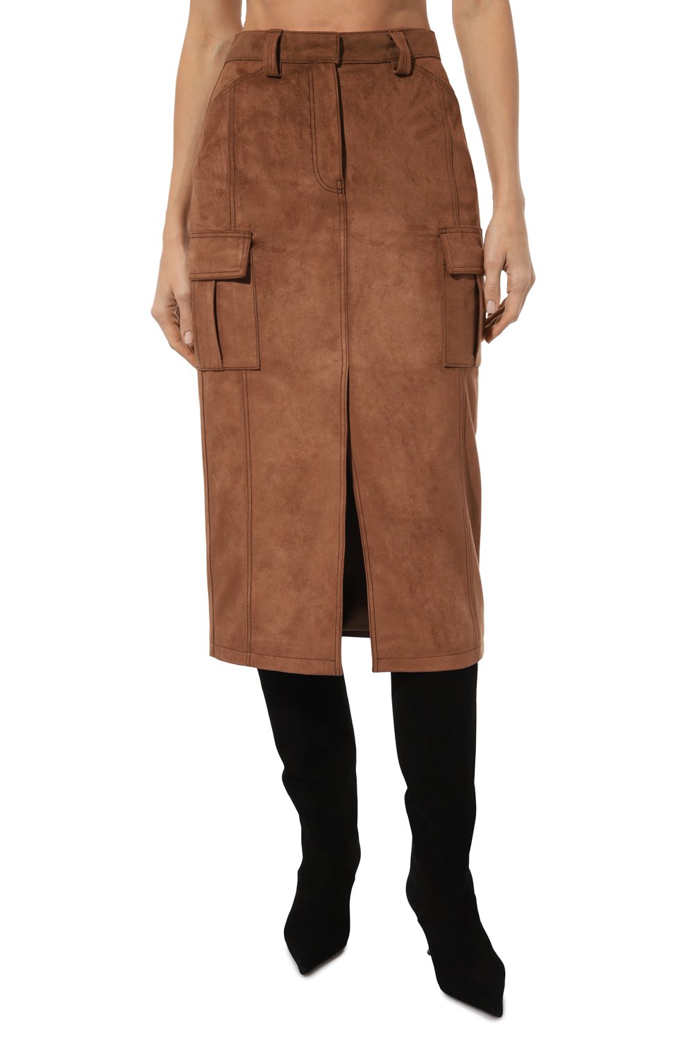 Юбка из экозамши LVIR коричневого цвета по цене 49750 руб., арт. LV23F-SK07B, фото 3 Юбка из экозамши LVIR, арт. LV23F-SK07B, фото 3