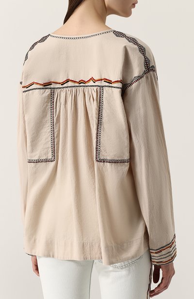 Хлопковая блуза свободного кроя с v-образным вырезом ISABEL MARANT ETOILE, арт. HT1119-18P032E/BILCKY, фото 4
