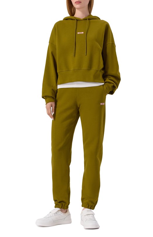 Хлопковое худи MSGM 3941MDM509/257799 Хаки  3941MDM509/257799 Фото 2