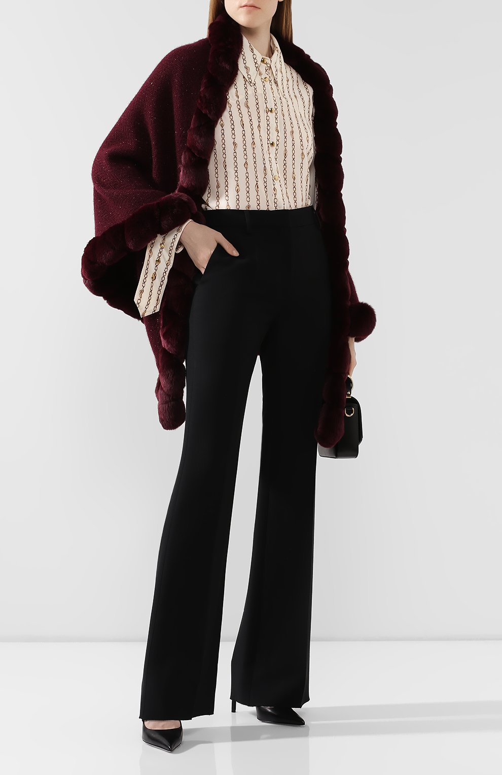 Кашемировая шаль с мехом шиншиллы LORO PIANA, арт. FAI8717, фото 2