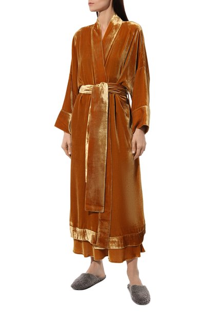 Халат из вискозы и шелка ASCENO оранжевого цвета по цене 77600 руб., арт. RS24_T028F40, фото 3 Халат из вискозы и шелка ASCENO, арт. RS24_T028F40, фото 3