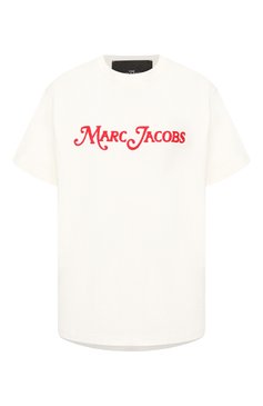 Женская хлопковая футболка MARC JACOBS (THE) белого цвета, арт. C6000039 | Фото 1 (Материал внешний: Хлопок; Длина (для топов): Стандартные; Рукава: Короткие; Стили: Кэжуэл; Принт: С принтом; Женское Кросс-КТ: Футболка-одежда; Драгоценные камни: Проставлено; Материал сплава: Проставлено)