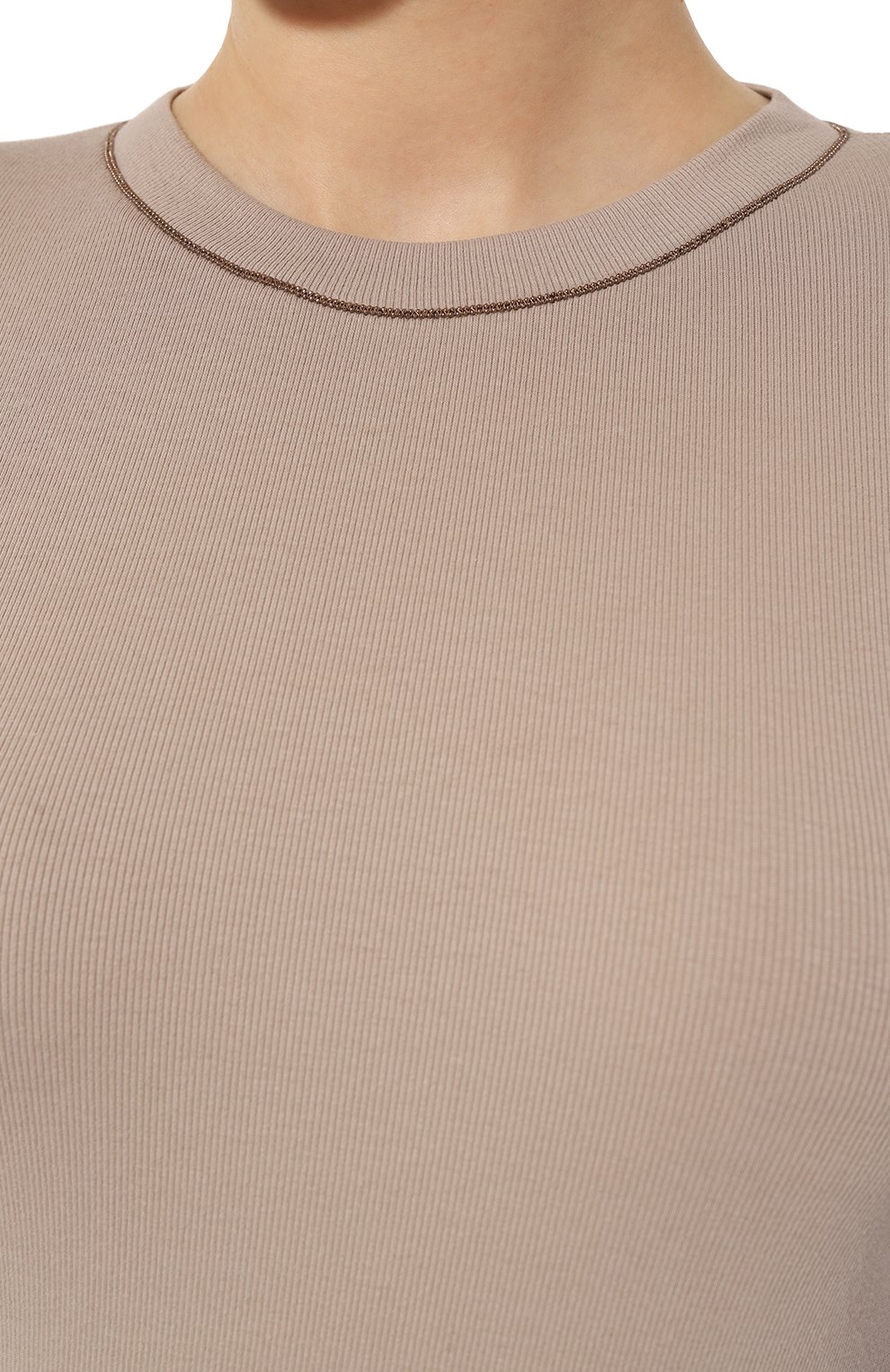 Хлопковый лонгслив BRUNELLO CUCINELLI бежевого цвета по цене 59700 руб., арт. MPTC8BJ300, фото 5 Хлопковый лонгслив BRUNELLO CUCINELLI, арт. MPTC8BJ300, фото 5