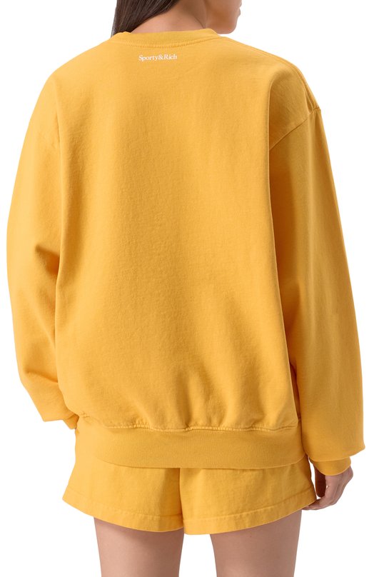 Хлопковый свитшот Sporty and Rich ST071615637YE26 Жёлтый  ST071615637YE26 Фото 4