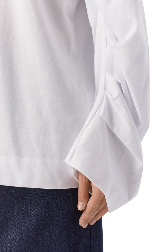 Хлопковый лонгслив Dries Van Noten 011110-2603-001 Белый  011110-2603-001 Фото 5