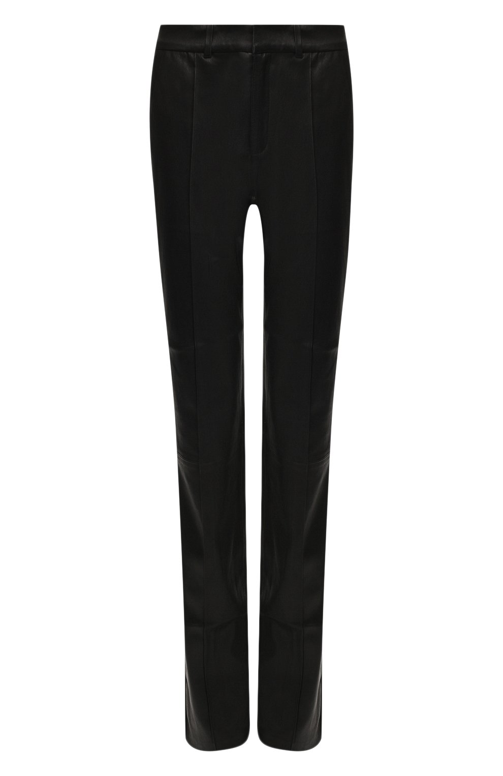 Кожаные брюки SPRWMN черного цвета по цене 185500 руб., арт. BTM-007-L/TAIL0RED PANT SATEEN TUX, фото 1 Кожаные брюки SPRWMN, арт. BTM-007-L/TAIL0RED PANT SATEEN TUX, фото 1