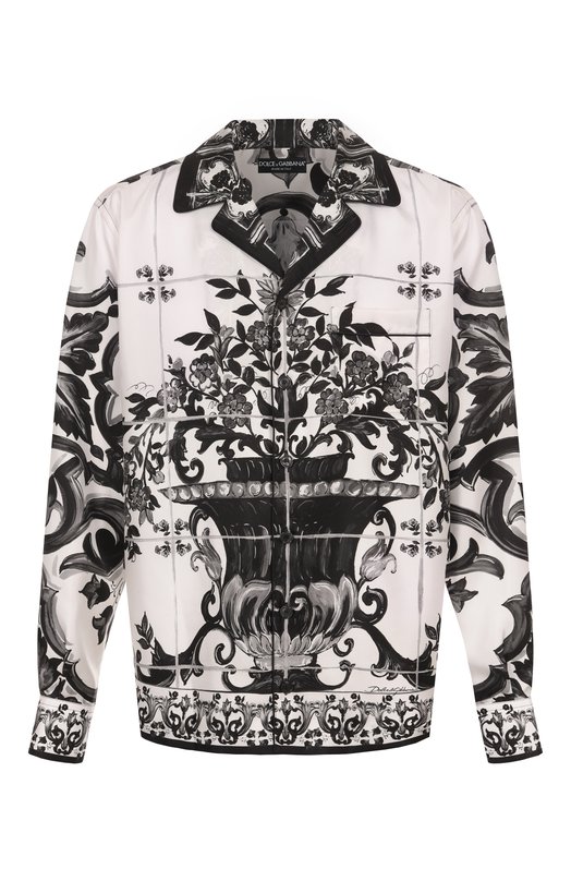 Шелковая рубашка Dolce & Gabbana G5IF1T/HI1SV Чёрно-белый G5IF1T/HI1SV