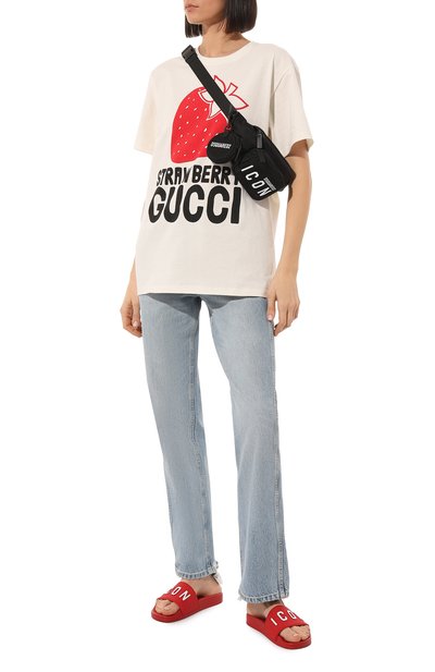 Хлопковая футболка GUCCI белого цвета по цене 56160 руб., арт. 615044 XJDZU, фото 2 Хлопковая футболка GUCCI, арт. 615044 XJDZU, фото 2