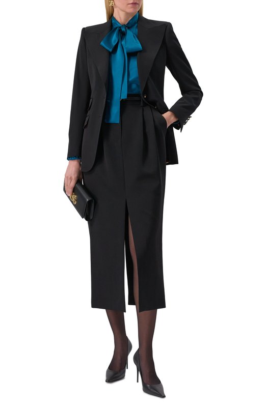 Атласная блузка Dolce & Gabbana F5Q44T/FU1UU Синий  F5Q44T/FU1UU Фото 2