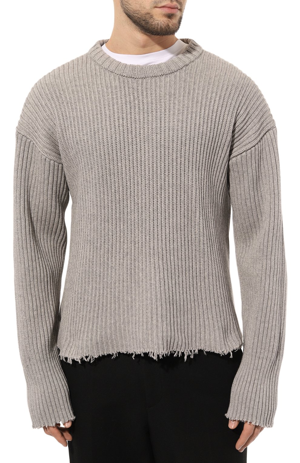 Свитер из хлопка и шерсти MM6 серого цвета по цене 66650 руб., арт. S52GP0129/S18154, фото 3 Свитер из хлопка и шерсти MM6, арт. S52GP0129/S18154, фото 3