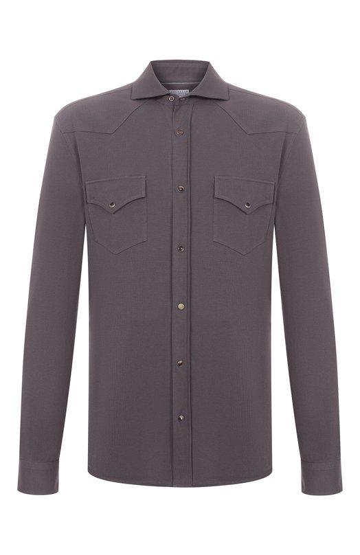 Хлопковая рубашка Brunello Cucinelli ME8546666 Серый ME8546666