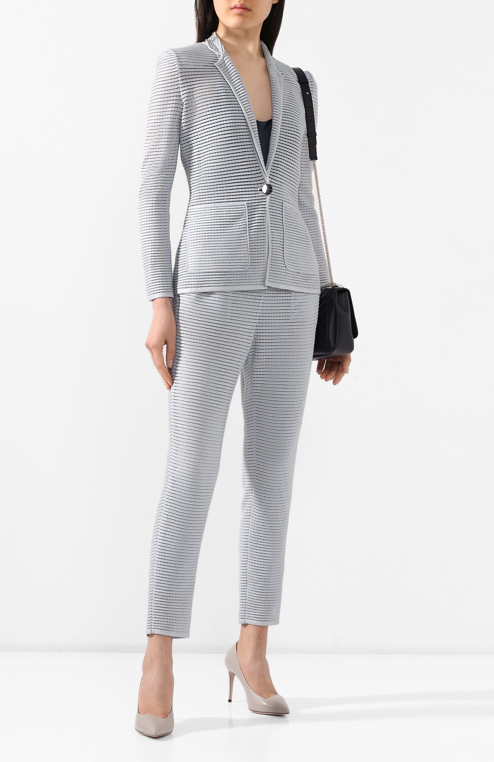 Брюки из вискозы GIORGIO ARMANI голубого цвета по цене 226500 руб., арт. 3HAP04/AM54Z, фото 2 Брюки из вискозы GIORGIO ARMANI, арт. 3HAP04/AM54Z, фото 2