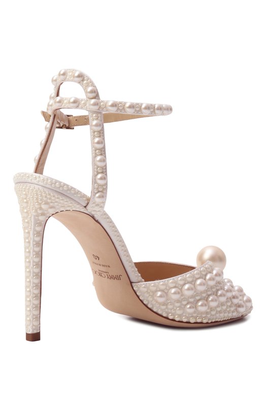 Текстильные босоножки Sacora 100 Jimmy Choo SAC0RA100W0Z Кремовый  SAC0RA100W0Z Фото 5