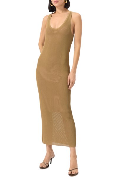 Платье из вискозы PETAR PETROV бежевого цвета по цене 92400 руб., арт. S25K5, фото 3 Платье из вискозы PETAR PETROV, арт. S25K5, фото 3