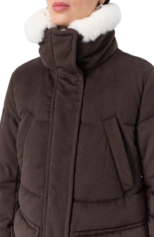 Кашемировый пуховик Kiton D58609K0583G01 Коричневый  D58609K0583G01 Фото 5