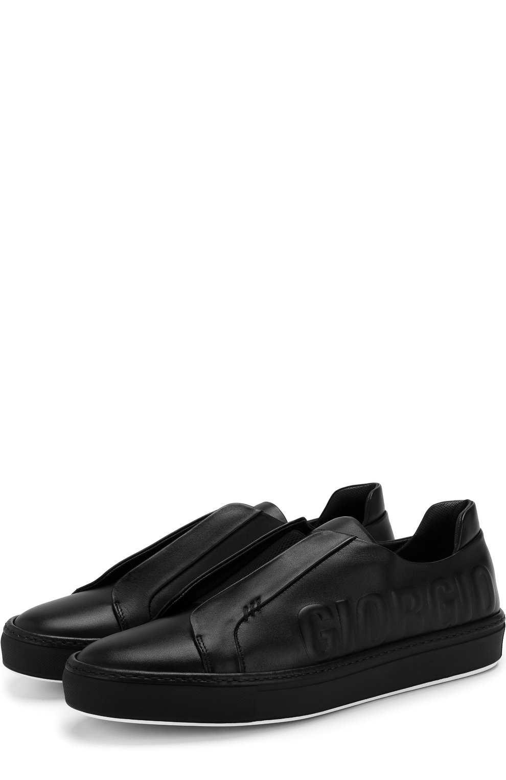 Кожаные кеды без шнуровки с эластичной вставкой GIORGIO ARMANI, арт. X2X075/XF240, фото 1