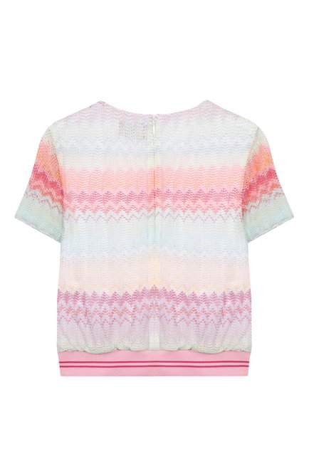 Детский топ из вискозы MISSONI разноцветного цвета, арт. MW5A61/Q0077/6-10 | Фото 2 (Материал внешний: Вискоза; Драгоценные камни: Проставлено; Рукава: Короткие; Материал сплава: Проставлено; Материал подклада: Хлопок)