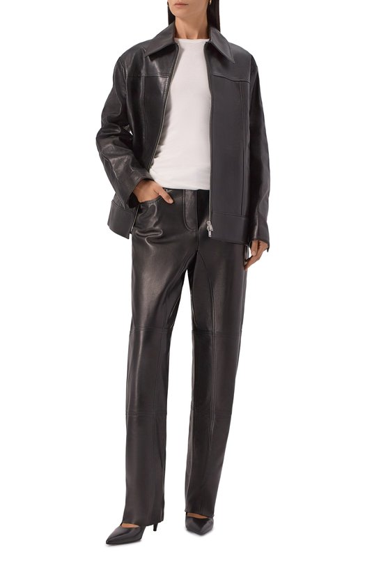 Кожаные брюки Jil Sander J02KA0341/J07187 Чёрный  J02KA0341/J07187 Фото 2