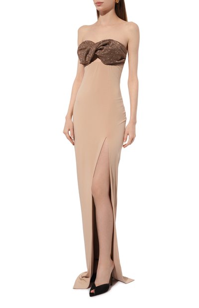 Платье из вискозы KAMILLA PURSHIE бежевого цвета по цене 187500 руб., арт. KP 2025/15, фото 3 Платье из вискозы KAMILLA PURSHIE, арт. KP 2025/15, фото 3