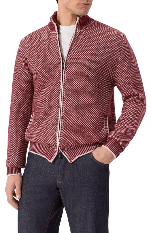 Шерстяной кардиган Kiton UMM072202 Бордовый  UMM072202 Фото 3