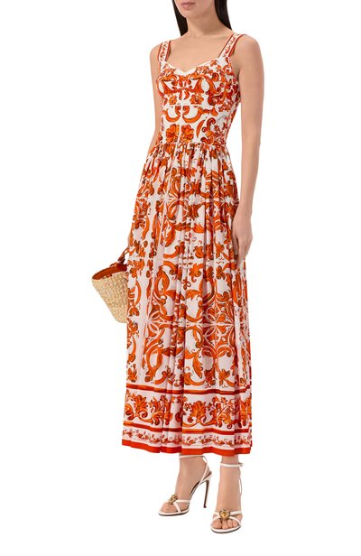 Хлопковое платье DOLCE & GABBANA оранжевого цвета по цене 267500 руб., арт. F6TTHT/GDDRL, фото 2 Хлопковое платье DOLCE & GABBANA, арт. F6TTHT/GDDRL, фото 2