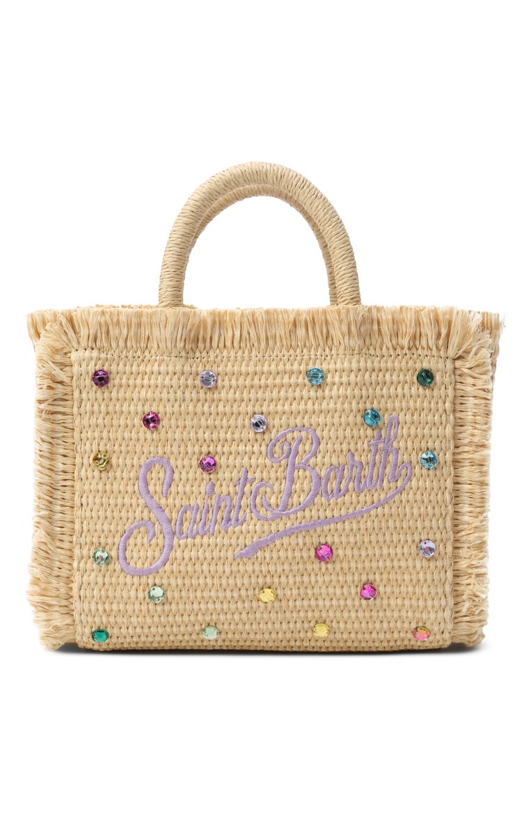 Детская сумка MC2 SAINT BARTH светло-бежевого цвета, арт. VANITY MINI STRAW N/STBA/01332F | Фото 1 (Материал: Текстиль, Экокожа; Автоматизация состава: Проставлено; Нос: Не проставлено)