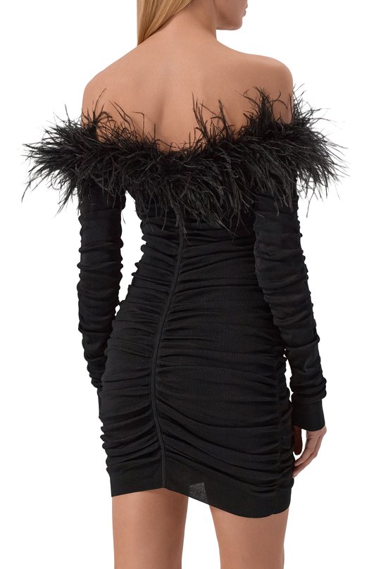 Платье с отделкой перьями self-portrait RS26011SB Чёрный  RS26011SB Фото 3