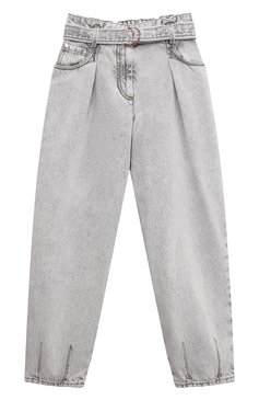 Детские джинсы BRUNELLO CUCINELLI светло-серого цвета, арт. BH188P493B | Фото 1 (Детали: На резинке; Материал сплава: Проставлено; Нос: Не проставлено; Материал внешний: Хлопок)