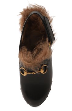 Женские кожаные сабо amstel GUCCI разноцветного цвета, арт. 397747 BLR90 | Фото 6 (Подошва: Платформа; Материал утеплителя: Натуральный мех; Каблук высота: Низкий; Материал внешний: Натуральная кожа)