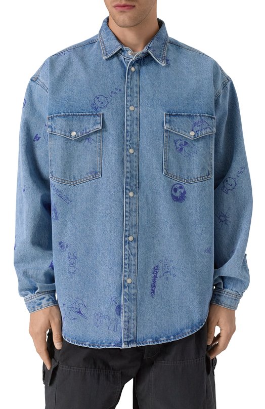 Джинсовая рубашка VETEMENTS UE54SH160N/2801 DENIM Голубой  UE54SH160N/2801 DENIM Фото 3