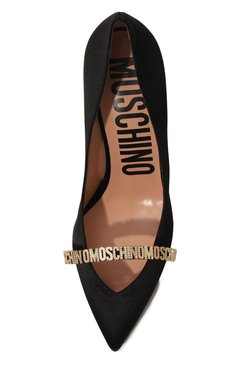 Женские текстильные туфли MOSCHINO черного цвета, арт. MA1007AC1H/M40 | Фото 6 (Материал внешний: Текстиль; Каблук высота: Высокий; Материал внутренний: Натуральная кожа; Материал сплава: Проставлено; Каблук тип: Шпилька; Подошва: Плоская; Драгоценные камни: Проставлено)