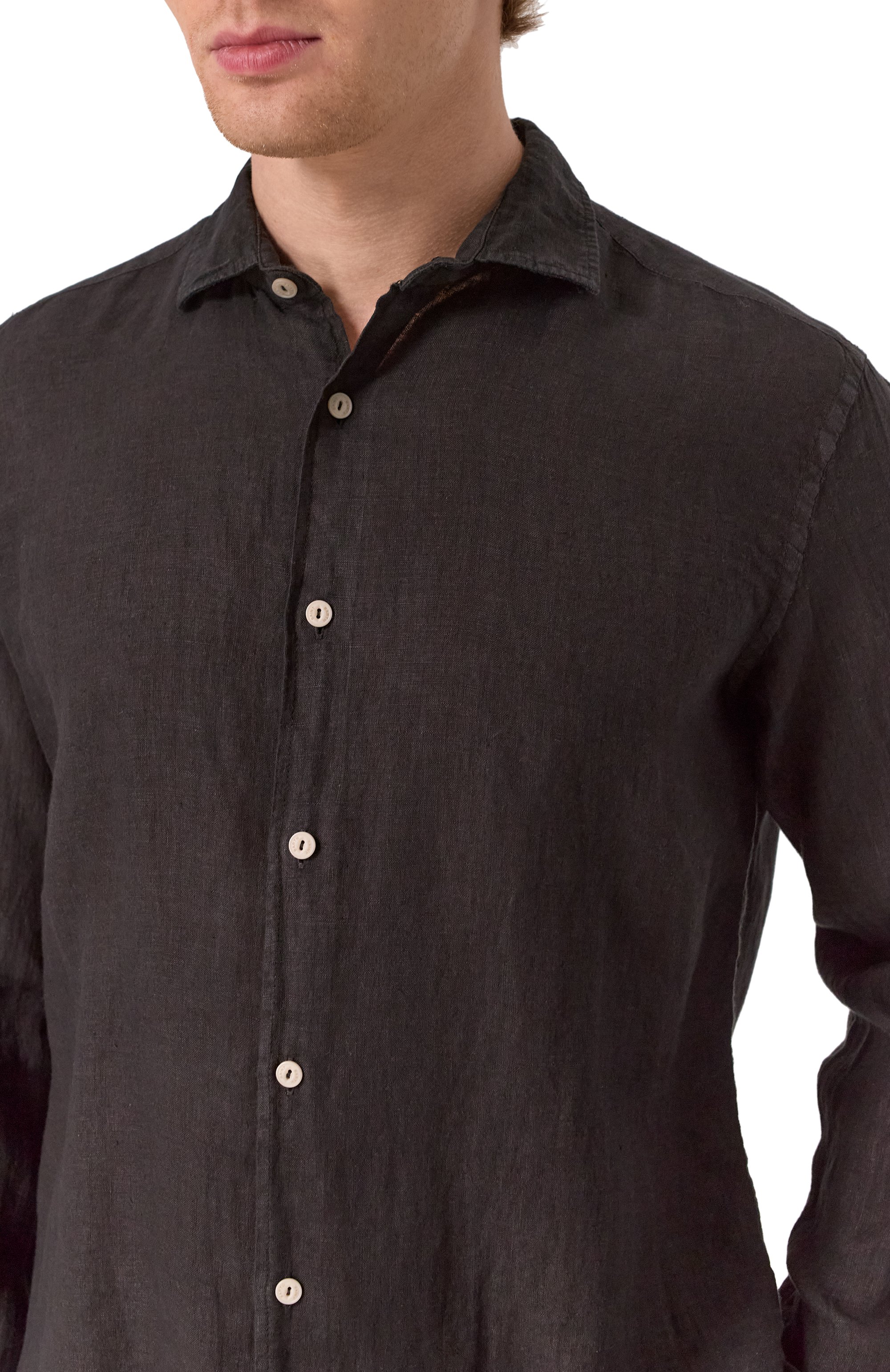 Льняная рубашка MC2 SAINT BARTH черного цвета по цене 19950 руб., арт. STBM/PAMPL0NA/03745F, фото 5 Льняная рубашка MC2 SAINT BARTH, арт. STBM/PAMPL0NA/03745F, фото 5