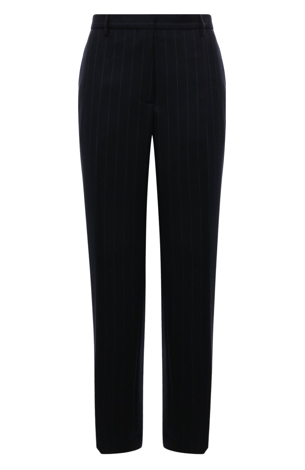 Шерстяные брюки PRADA темно-синего цвета по цене 130000 руб., арт. P289EG-1ZJ6-F0008-212, фото 1 Шерстяные брюки PRADA, арт. P289EG-1ZJ6-F0008-212, фото 1