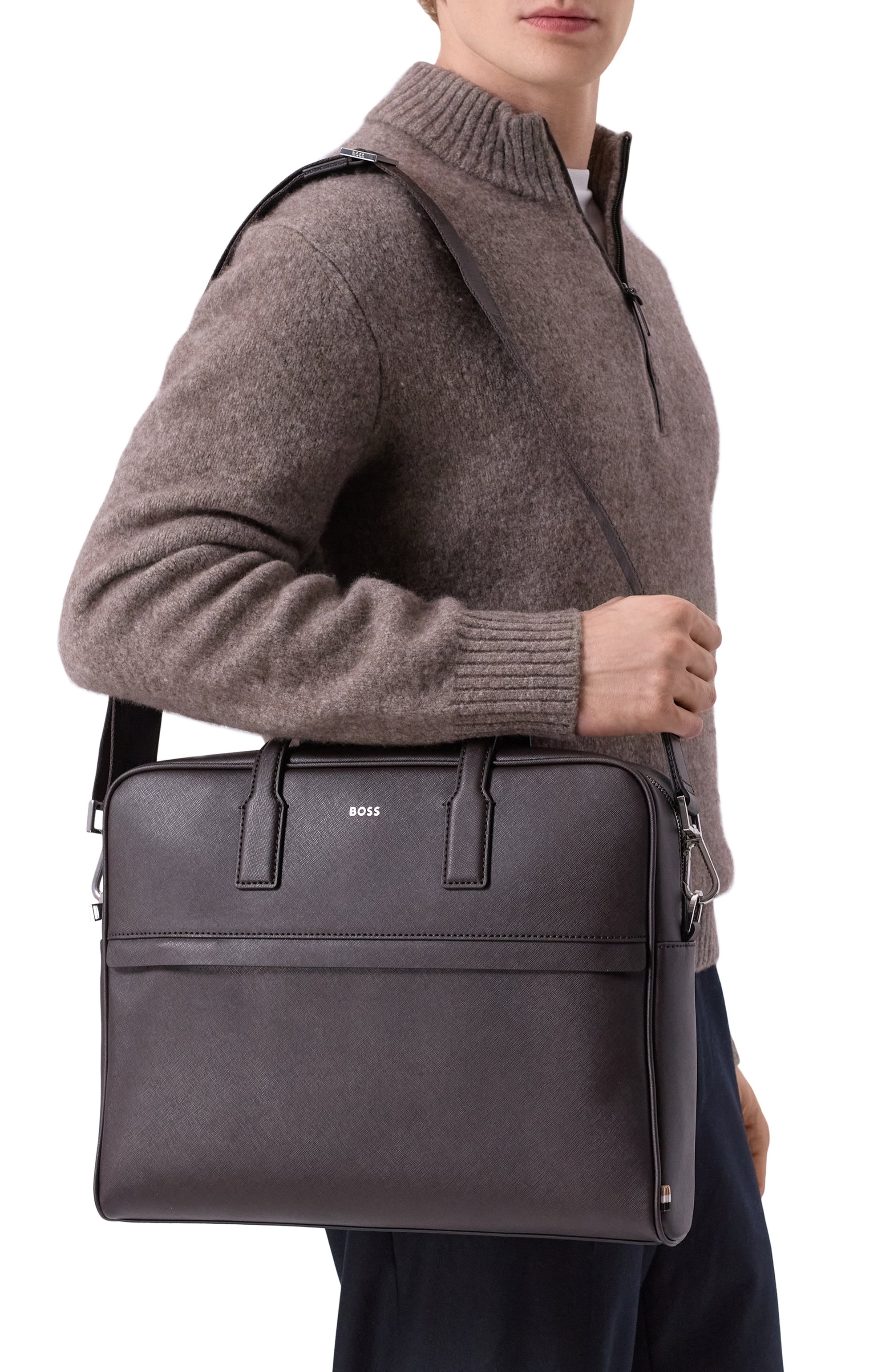 Портфель zair BOSS темно-коричневого цвета по цене 44950 руб., арт. 50483563, фото 2 Портфель zair BOSS, арт. 50483563, фото 2