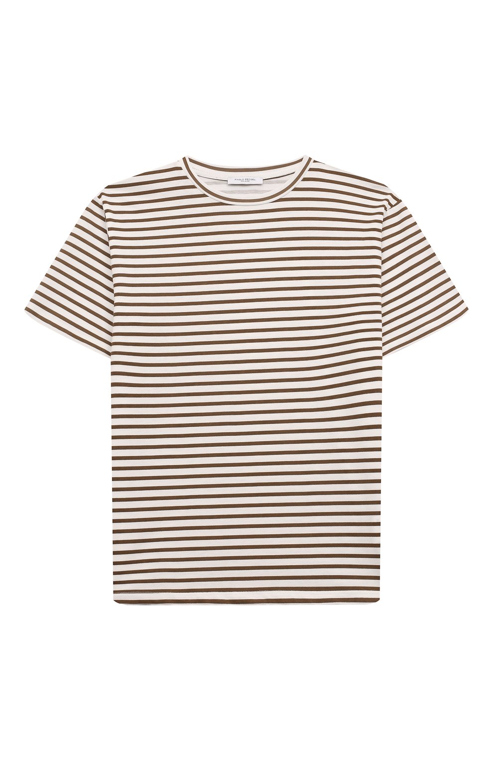 Хлопковая футболка PAOLO PECORA MILANO коричневого цвета по цене 6155 руб., арт. PP3800/6-12, фото 1 Хлопковая футболка PAOLO PECORA MILANO, арт. PP3800/6-12, фото 1
