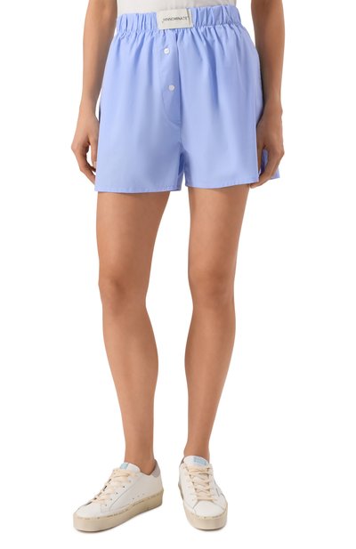 Хлопковые шорты HINNOMINATE голубого цвета по цене 8360 руб., арт. HMABW01710, фото 3 Хлопковые шорты HINNOMINATE, арт. HMABW01710, фото 3